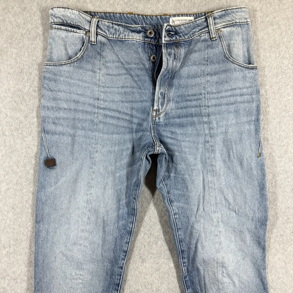 G Star Raw Lanc 3D Tapered Jeans Mens 34x32 Restored Denim Distressed Button Fly